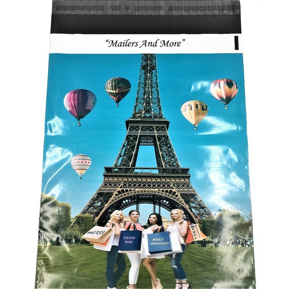 50 10x13 Shopping Girls Eiffel Tower Paris Poly Mailers Flat Shipping Envelopes - Picture 6 of 7